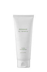 A tube of mixsoon Centella Cleansing Foam, predominantly white in color with green text.