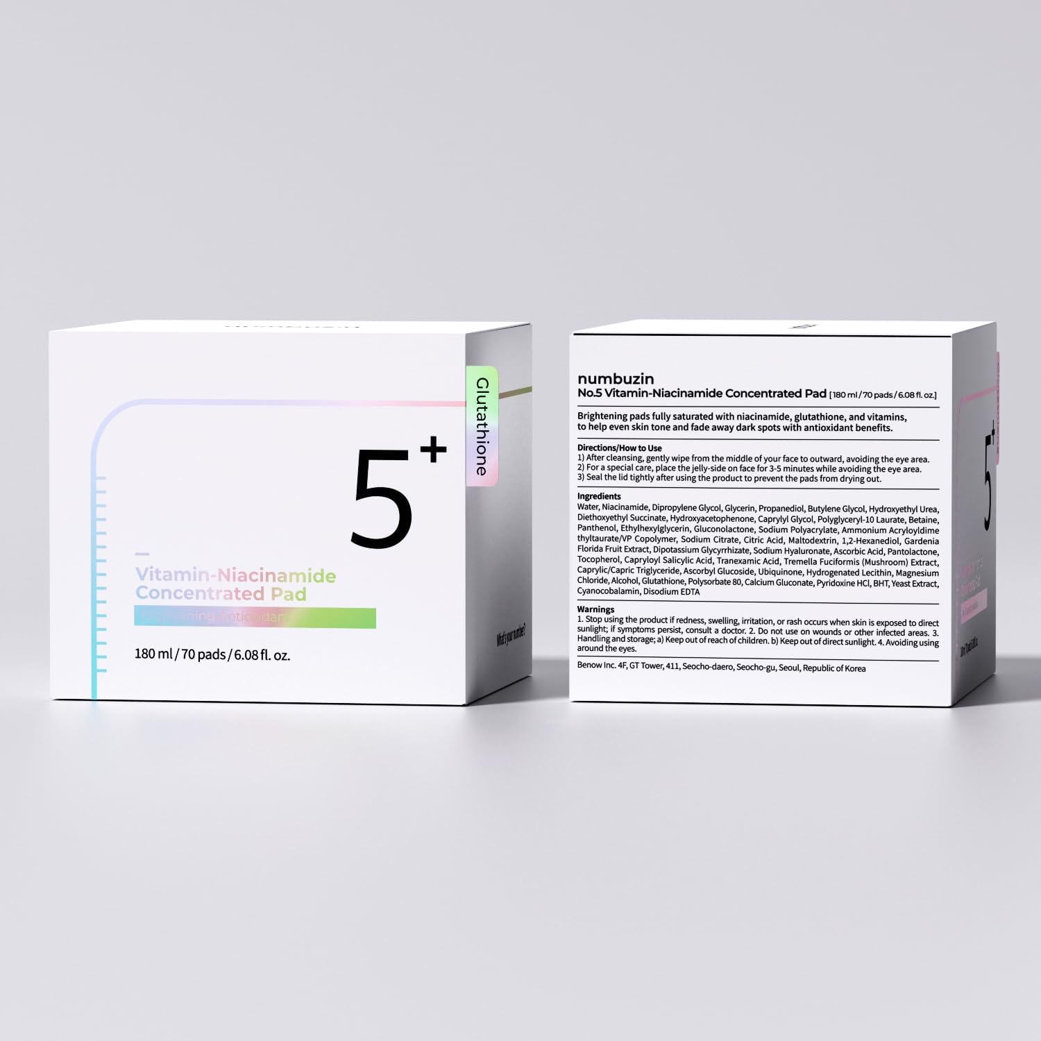 Numbuzin No.5+ Vitamin-Niacinamide Concentrated Pad 70 Pads 180ml