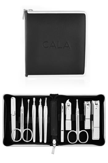 CALA 11 PCS DELUXE MANICURE SET (Chrome - Black Leather Case)
