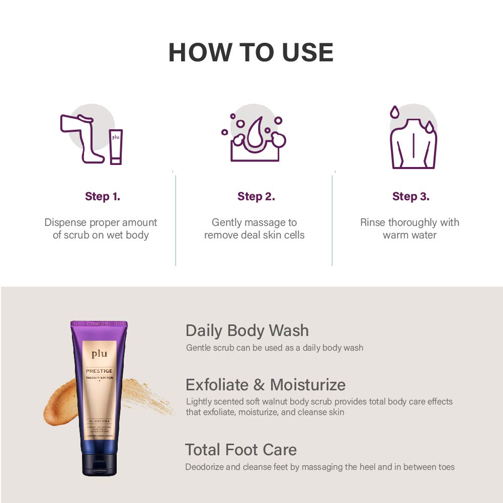 plu Body Scrub Prestige Therapy Edition, 3-in-1 Total Care Solution, Exfoliate Moisturize and Nourish