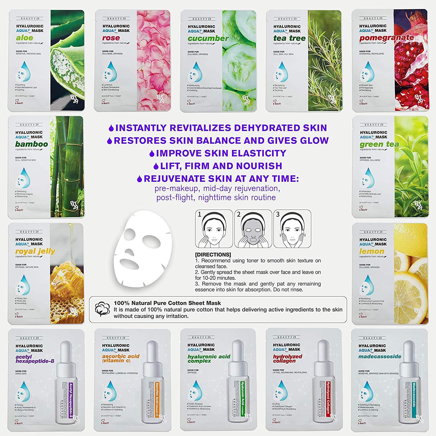 Beauty29 Hyaluronic Aqua Plus Essence Sheet Mask 14 Combo - 2 WEEKS SET - eCosmeticWorld