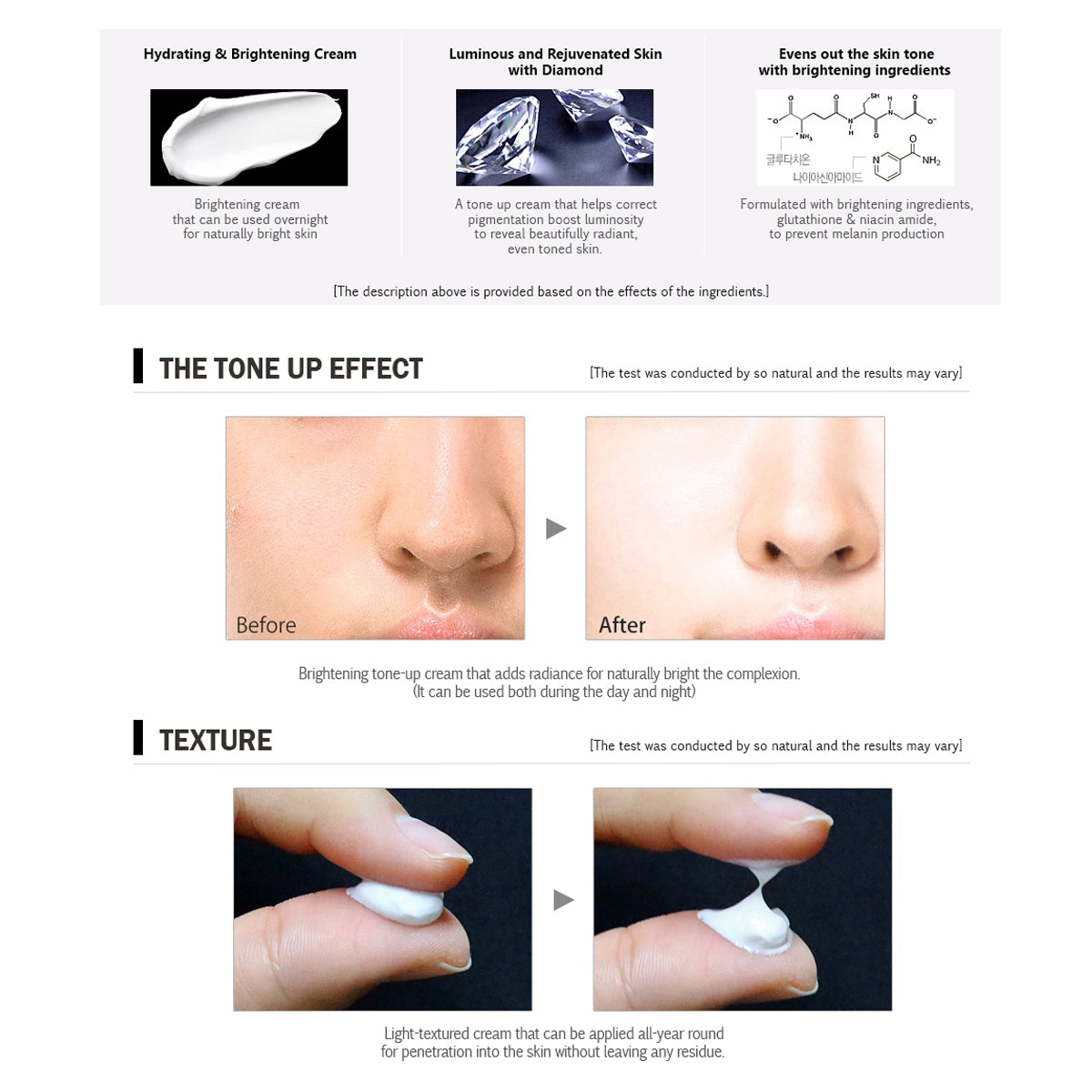 so natural Dia Effect Whitening Revive Cream