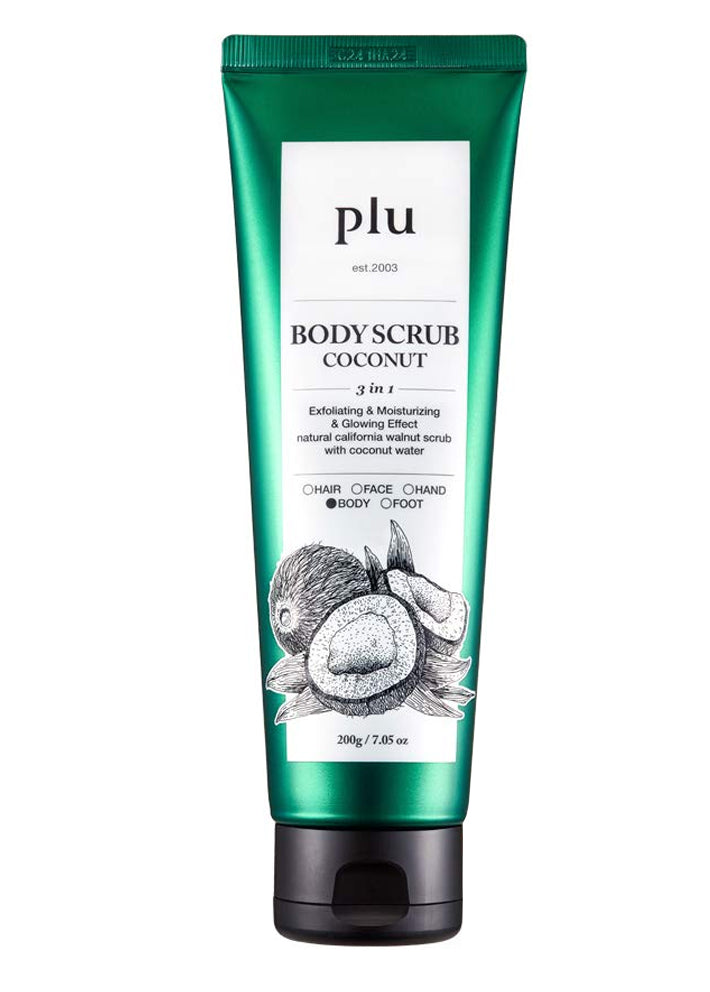 plu Body Scrub Coconut 3-in-1 Exfoliating & Moisturizing & Glowing Effect